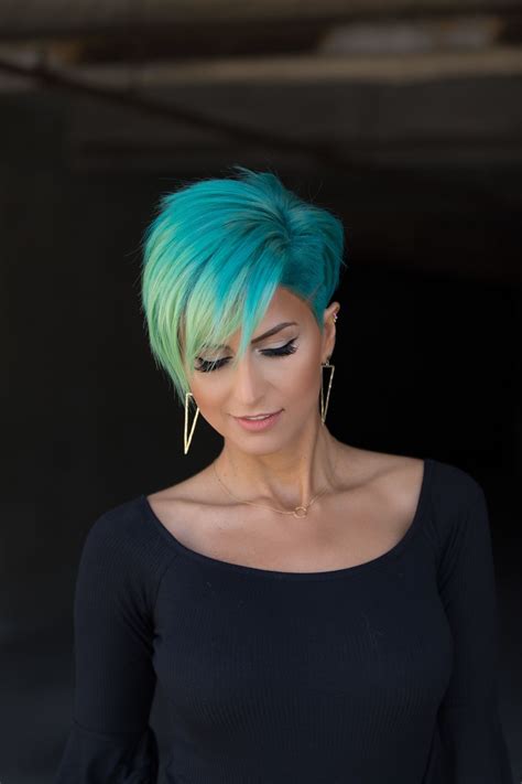 Edgy Aqua Pixie hair