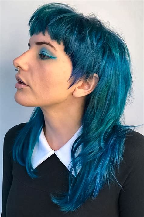 Edgy Blue Mullet hair