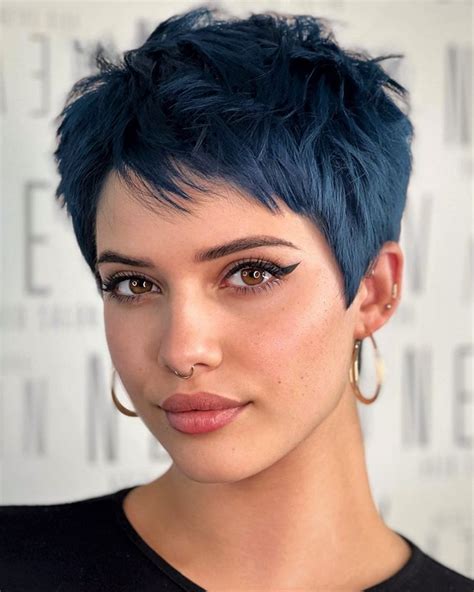 Edgy Blue Pixie hair