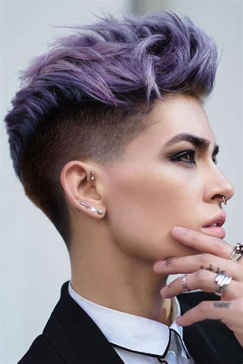 Edgy Purple Undercut Dazzling Taper Fade Cuts for Women