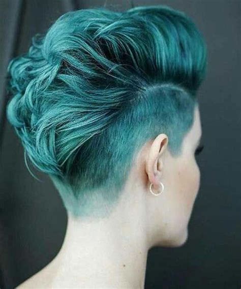 Edgy Teal Undercut hair