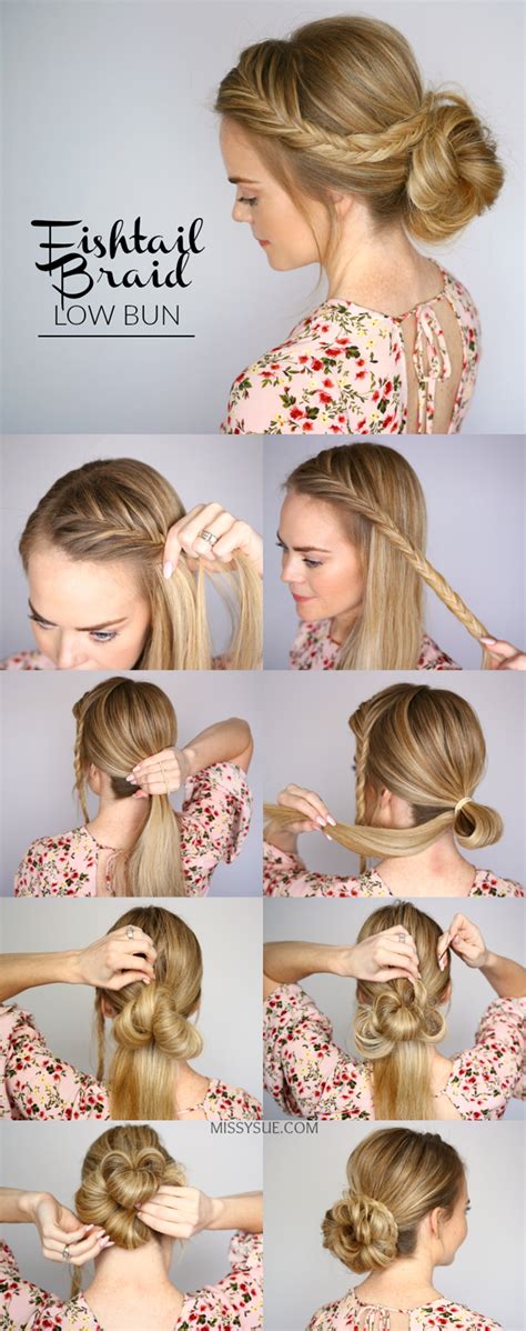 Fishtail Low Bun Quick and Easy Braided Hairstyles