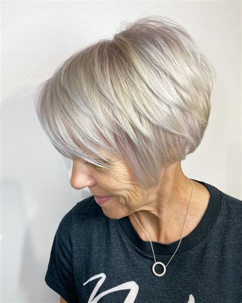 Layered Silver Bob hair