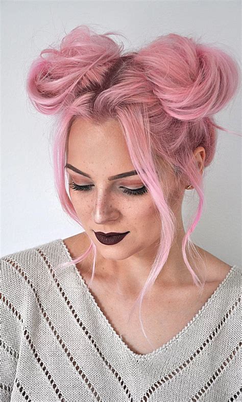 Pink Space Buns Hairstyles