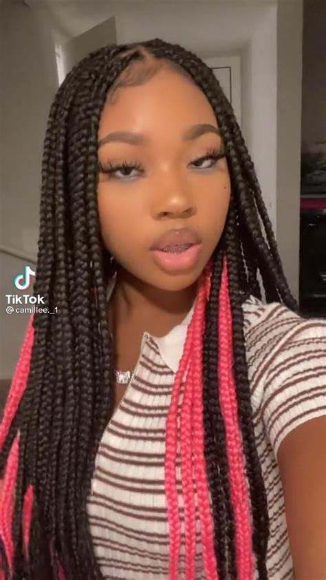 Pink-Tipped Box Braids hair