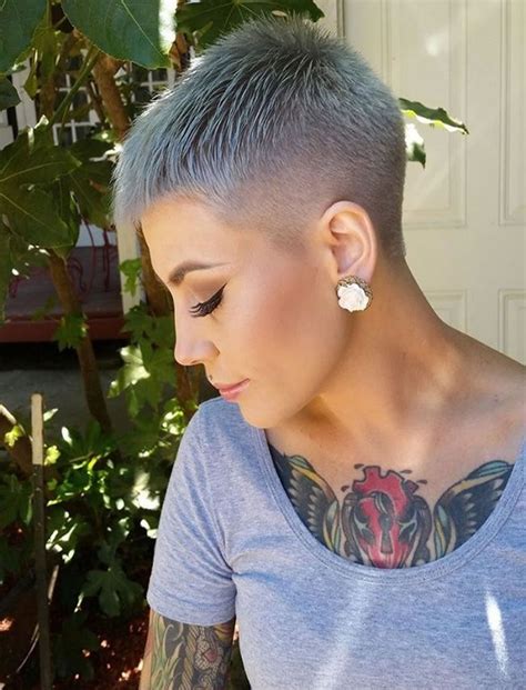 Platinum Buzz Cut hair