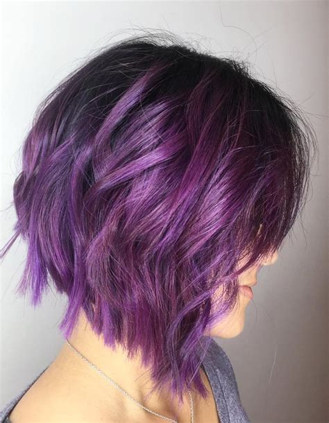 Purple Wavy Bob Haircuts