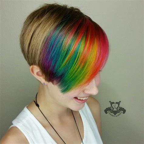 Rainbow Pixie Cut hair