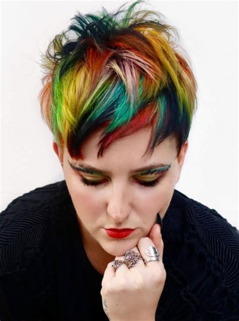 Rainbow Pixie Cut hair