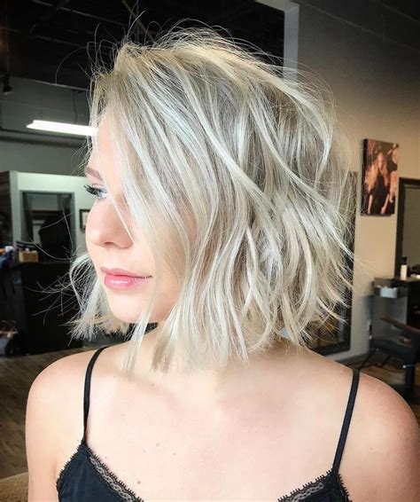 Tousled Platinum Bob hair