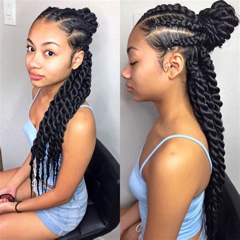 Twist Braids Bun Hairstyles