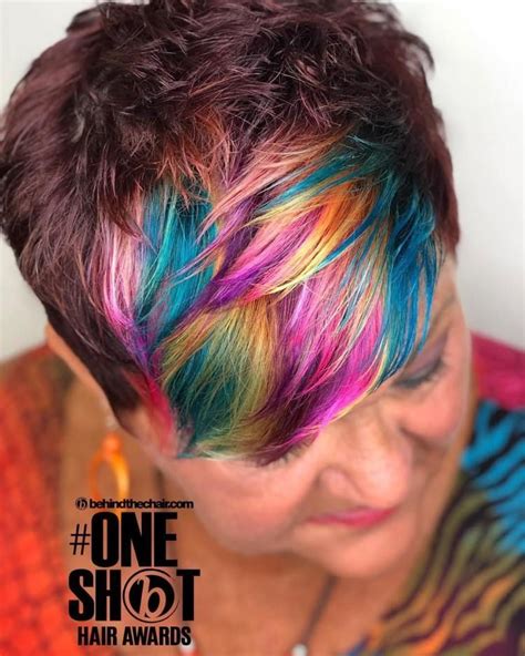 Vibrant Rainbow Pixie hair